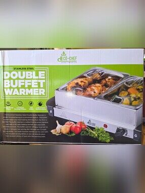 Stainless Steel Double Buffet Warmer - Silver